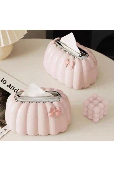 selvi wear Stylish Decorative Napkin Box with Ribbon Detail – Tabletop Napkin Holder