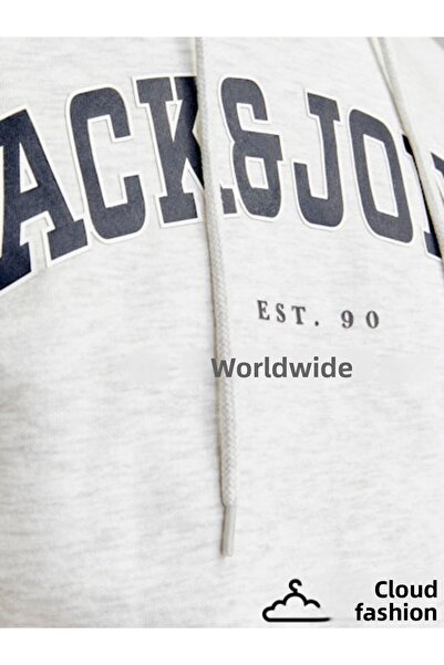 Jack & Jones Jjecaleb Varsity Sweat Hood Noos Ανδρικό Φούτερ 12256521 Λευκό Μ...