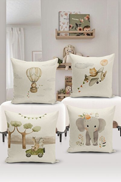 Filamente 4-Piece Throw Pillow Cover Set Kids Baby Room Digital Printed