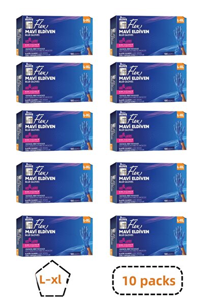 Reflex قفازات فليكس تي بي إي الزرقاء الخالية من البودرة مقاس L-XL، عبوة من 10...