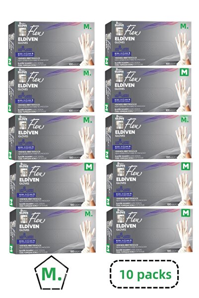 Reflex Flex Tpe Powder-Free White Gloves Size m 10 Pack
