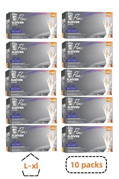 Reflex قفازات فليكس تي بي إي بيضاء خالية من البودرة مقاس L-XL، عبوة من 10 قطع