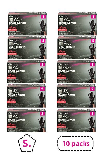 Reflex قفازات فليكس تي بي إي سوداء خالية من البودرة مقاس S، عبوة من 10 قطع