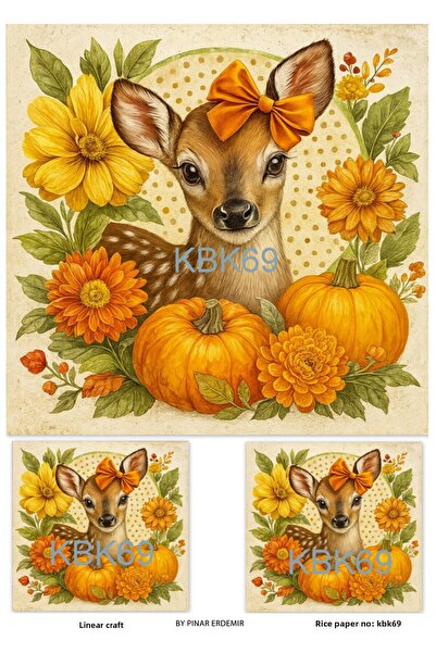 LİNEART Pumpkin Pattern Rice Decopage Paper No:Kbk26- 29X42Cm