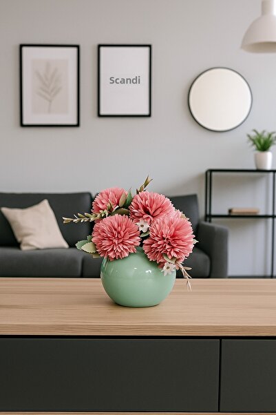 Elada Home جرة زجاجية خضراء منقوشة 12×15 مستديرة، ديزاين، مزهرية، ديكورية، لامعة، مستديرة