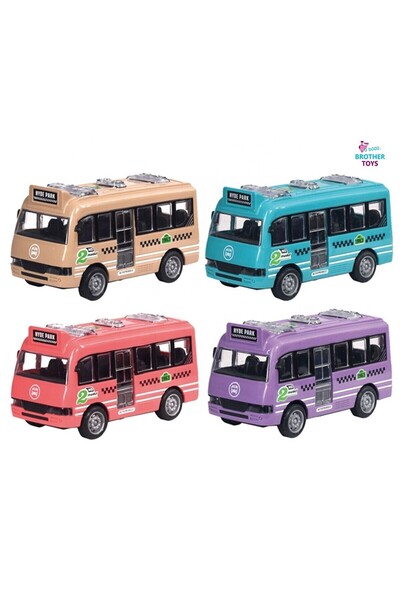 Brother Toys Toy Bus with Sliding Doors and Colorful Doors, 1 Piece, 12 Cm.