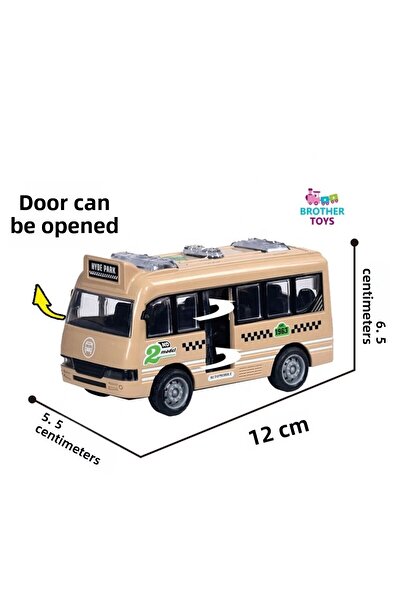 Brother Toys Toy Bus with Sliding Doors and Colorful Doors, 1 Piece, 12 Cm.