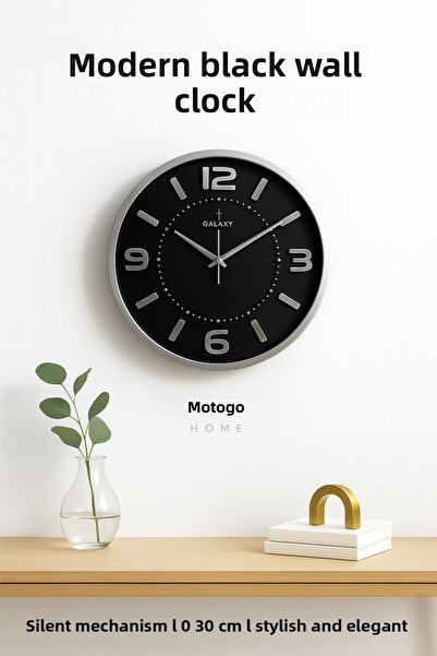 Mottogo Modern Framed Wall Clock 30 cm – Silent Mechanism Decorative Clock