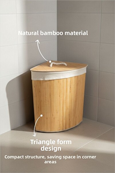 Bambum Λινό Καλάθι Πλυντηρίου Τριγωνικό