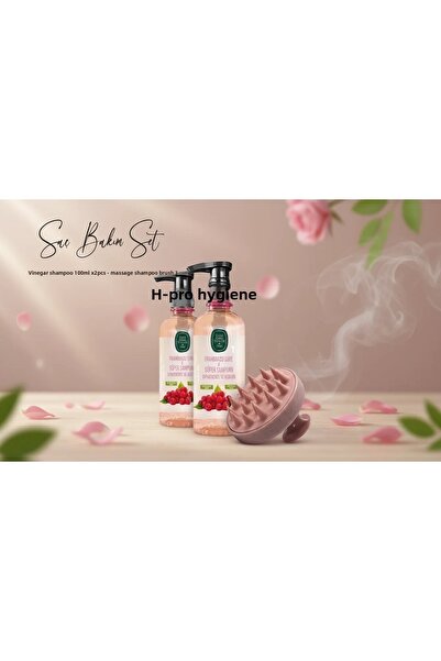 Eyüp Sabri Tuncer Vinegar Shampoo with Raspberry 100 ml X 2 Pieces, Massage Shampoo Brush
