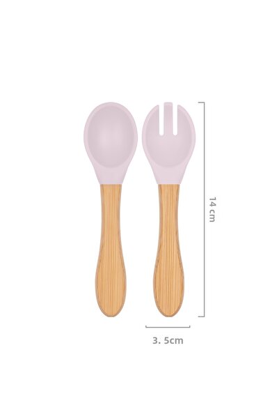 OiOi Food Spoon + Fork - Misty Lilac