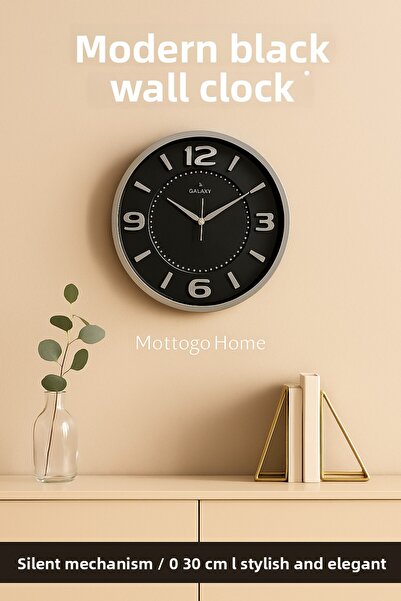 Mottogo Modern Framed Wall Clock 30 cm – Silent Mechanism Decorative Clock