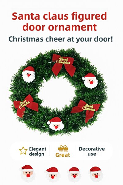 Coverzone 30cm Christmas Door Wreath with Red Ribbon – Christmas Wall Decor with Pine Cones Home Office Ornament