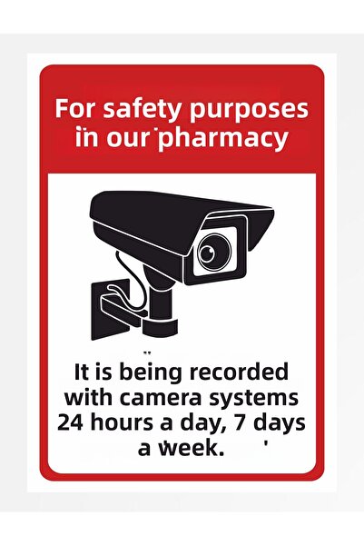zafrakreklam لافتة كاميرا مراقبة من البولي كربونات في صيدلتنا مقاس 24×34 سم