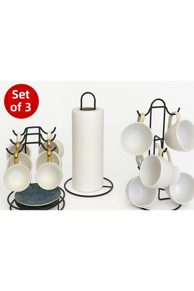 CocoVia Set de organizatoare decorative din 3 piese Suport pentru căni, Suport pentru căni - Suport pentru căni vertical Suport pentru prosoape de hârtie