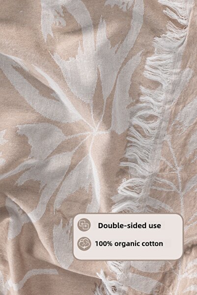Elart Leaf Pike Bedspread Double Size 100% Cotton (220X240 cm) Beige