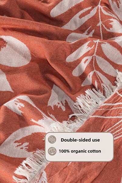 Elart Leaf Pike Bedspread Double Size 100% Cotton (220X240 cm) Cinnamon