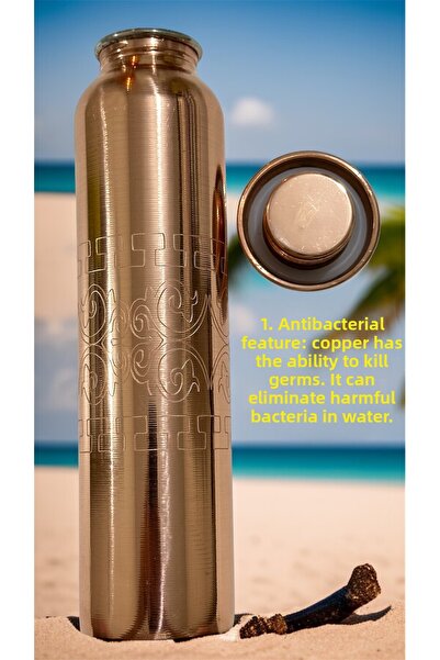 gulflower nude 100% Copper Water Bottle Handmade Natural Very Useful for Health Copper Water Flask Copper Thermos Water Bottle