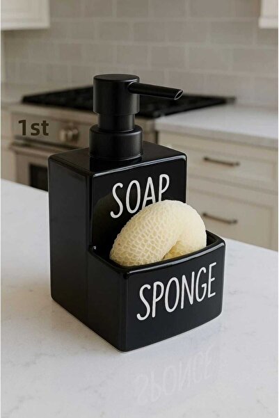 Home Ceramic Liquid Soap Dispenser and Sponge Holder |   Stylish and Practica...