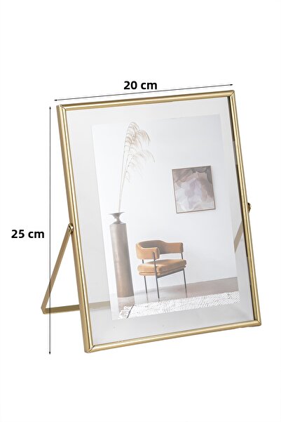 Porsima Gold Metal Modern Decorative Glass Photo Frame Table Wall Photo Frame 20X25Cm