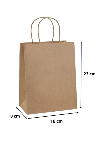 Kraft Ofis 25 حقيبة كرافت بمقبض ملتوي - حقيبة ورقية مقاس 18x8x23