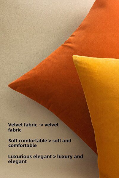 ASDİVA Malcolm Velvet Decorative Throw Pillow Cover – Yellow | With Zipper | 40X40 / 45X45 / 50X50 / 60X60