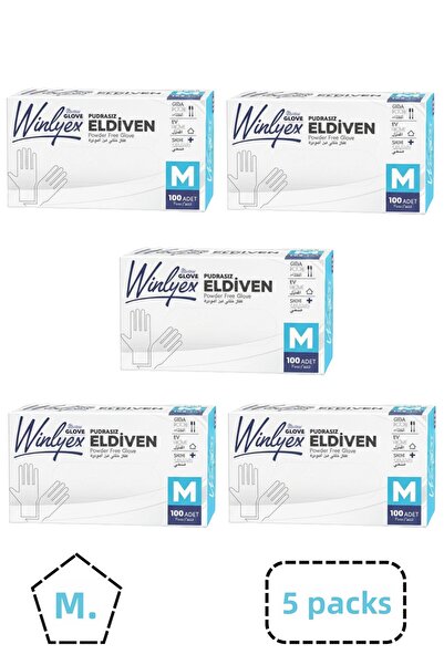 Reflex Winlyex Powder-Free Transparent Gloves Size m 5 Boxes