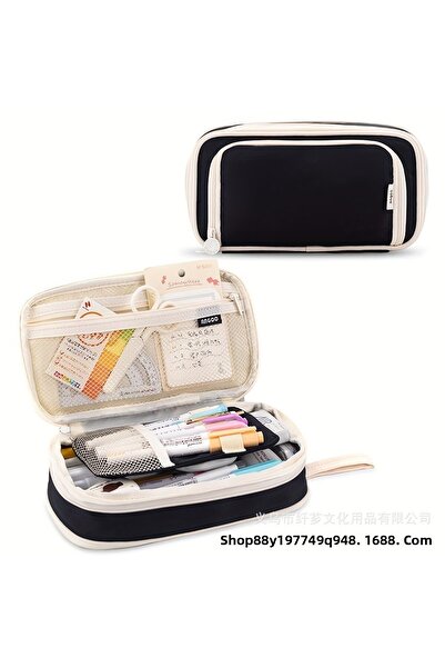 synshop Husă pentru creion de mare capacitate din pânză Oxford cu mai multe compartimente, cadou