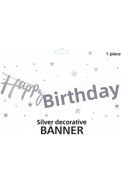 Acar Süs لافتة فلاما معدنية فضية اللون بعبارة 'عيد ميلاد سعيد'