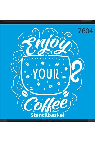 DERYA DESİNG ART Coffee Time Pattern Stencil Template St7604 20x20 Cm
