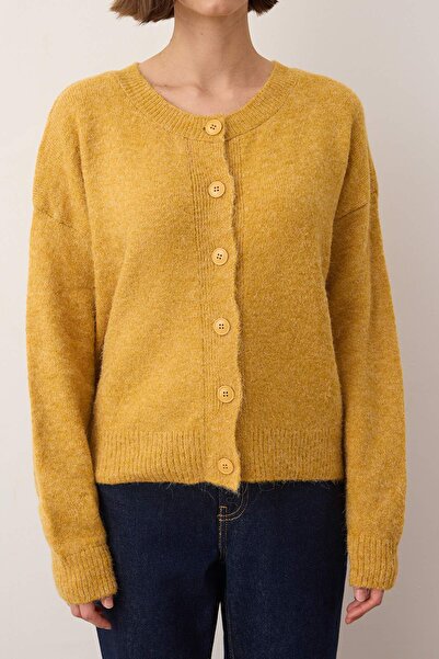 Trendyol Collection Wardrobe Essentials Mustard Alpaca Wool Blend Oversized Knitwear Cardigan |   Twoaw26Hi00089
