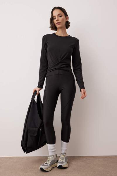 Trendyol Collection Black Micro Sport Knitted Top/Blouse Thmaw26Bz00006