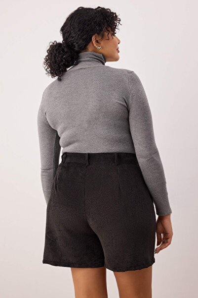 Trendyol Curve Μαύρο κοτλέ υφαντό σορτς μεγάλου μεγέθους TBBAW26AP00008