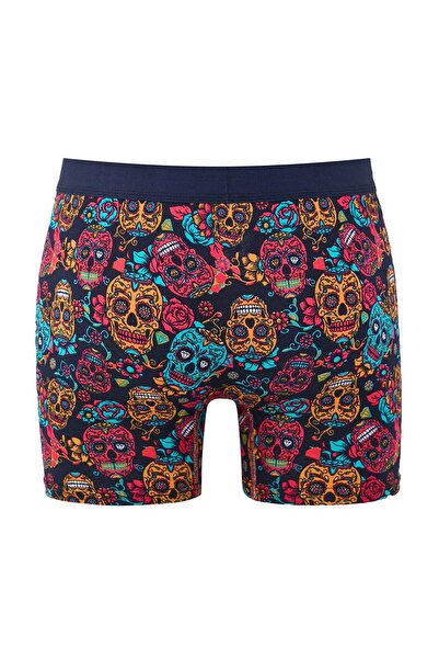 Trendyol Collection Синій з візерунком-однотонний мікс 3-х бавовняних боксерів з еластаном TMNAW26BX00000