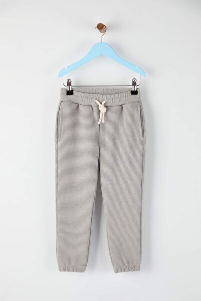 TRENDYOLKIDS Black-Grey Cotton 2-Piece Plain Boys' Knitted Sweatpants Tkdaw26Ea00013