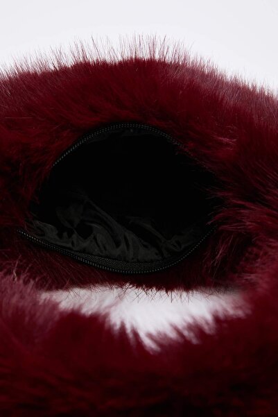 TRENDYOL SHOES Burgundy Faux Fur Women's Hand and Shoulder Bag Takaw26Oc00066