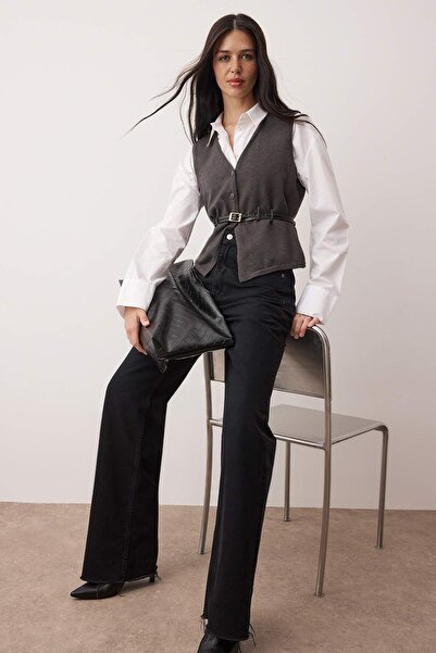 Trendyol Collection Limited Edition Anthracite Premium Yarn/Special Yarn Knitwear Vest Twoaw26Ye00033