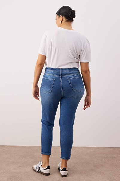 Trendyol Curve Μπλε ψηλόμεσο στενό τζιν TBBAW25CJ00016