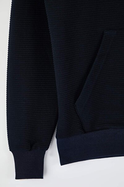 Trendyol Collection Синій Regular/Normal Крій Світшот з капюшоном на блискавці TMNAW26SW00067