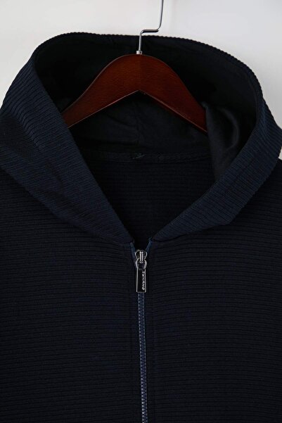 Trendyol Collection Синій Regular/Normal Крій Світшот з капюшоном на блискавці TMNAW26SW00067