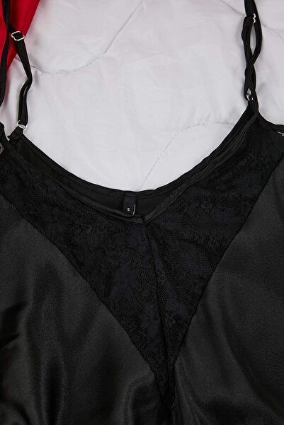 Trendyol Collection Μαύρο σατέν ίσιο Babydoll THMAW26LL00020