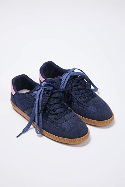 TRENDYOL SHOES Indigo Retro Lace-Up Color Block Women's Sneakers Takaw26Sn00027