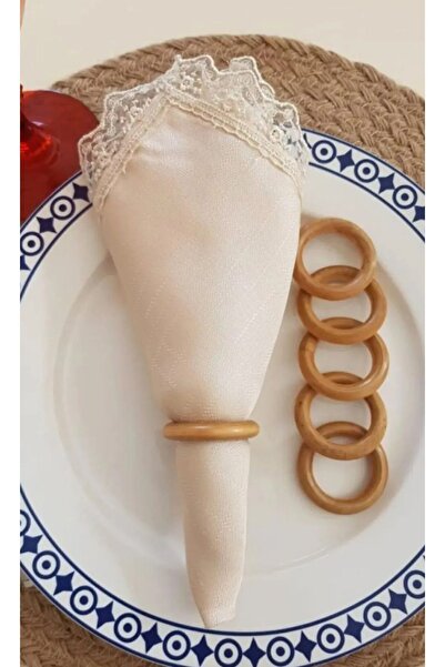 izmir Bitpazarı Set of 8 Natural Wood Presentation - Napkin Holder and Ring Napkin Ring, Wedding Party Invitation Organization