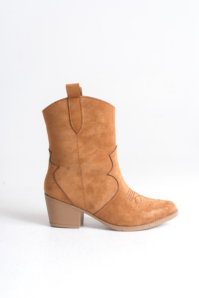 Riccon Γυναικείες κοντές μπότες Western 0012900 Tan Suede