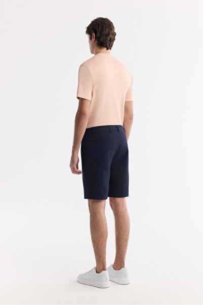 Avva Erkek Lacivert Yanı Lastikli Gofreli Bi-Stretch Slim Fit Chino Şort A51Y3730