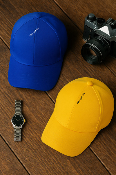 Ritagarcia Унісекс Регульована спортивна жовта кепка Basic, набір з 2 штук