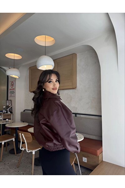 MerStore Yeni Sezon Kadın Bomber Deri Ceket