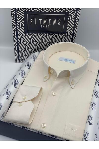Fitmens Classic Long Sleeve Cotton Collared Buttoned Gift Boxed Easy-Iron Men's Shirt Fs-003897 - Cream