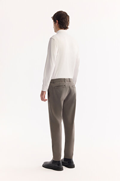 Avva Men's Gray Khaki Classic Waist Soft Touch Chino Slim Fit Trousers A52Y3019