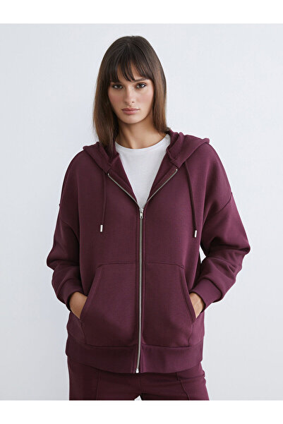 LC Waikiki LCW Vision Oversize Kadın Kalın Fermuarlı Sweatshirt